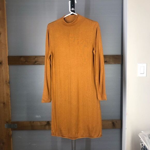 Magaschoni Blended w/ Cashmere Dark Yellow/Orange Sweater Dress Sz M‎ - Picture 1 of 5